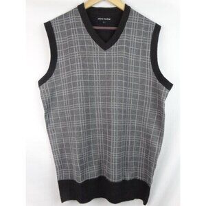 Alberto Cardinali Men's Sweater Vest Size Large Gray Plaid Knit Sleeveless Top